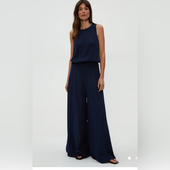 Wide Leg Pant, Satin deep Navy Size M, ONA by Yoon Chung - Picture 1 of 7